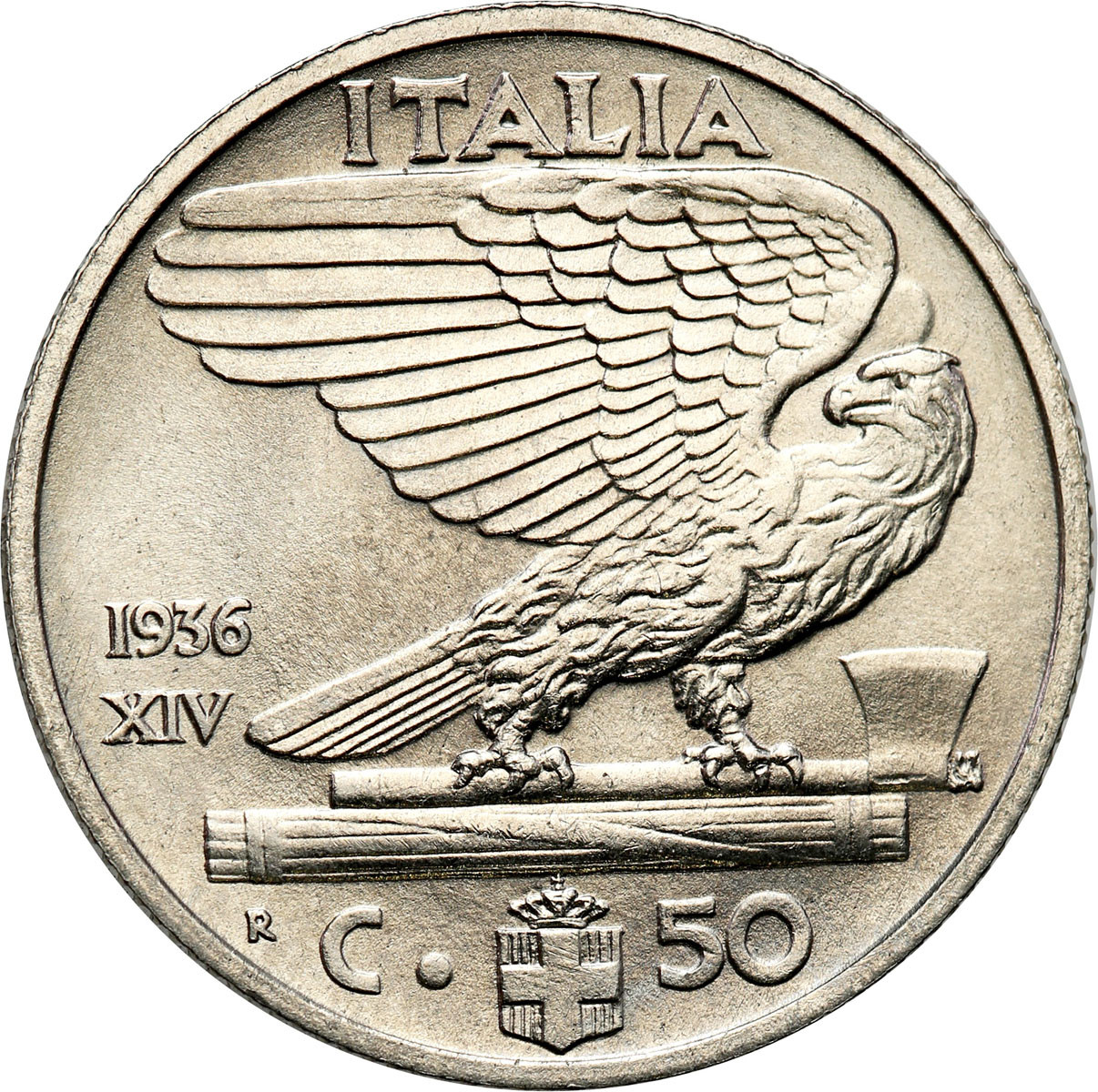 Włochy, Vittorio Emanuele III. 50 Centesimi 1936 - RZADKIE